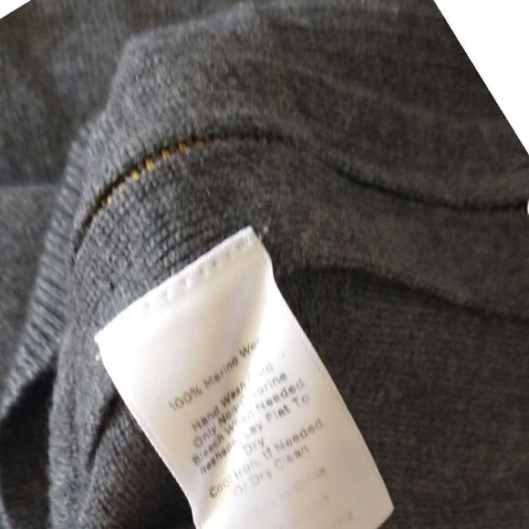 Talbots Merino Wool Sweater S Zipper Details Gray Academia Old Money Luxury - Picture 12 of 16